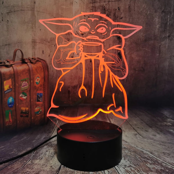 Grav'stylé: Lampe led 3d Yoda, Star Wars, film, veilleuse, illusion